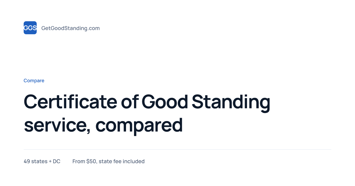 Certificate of Good Standing Service — Compared · GetGoodStanding